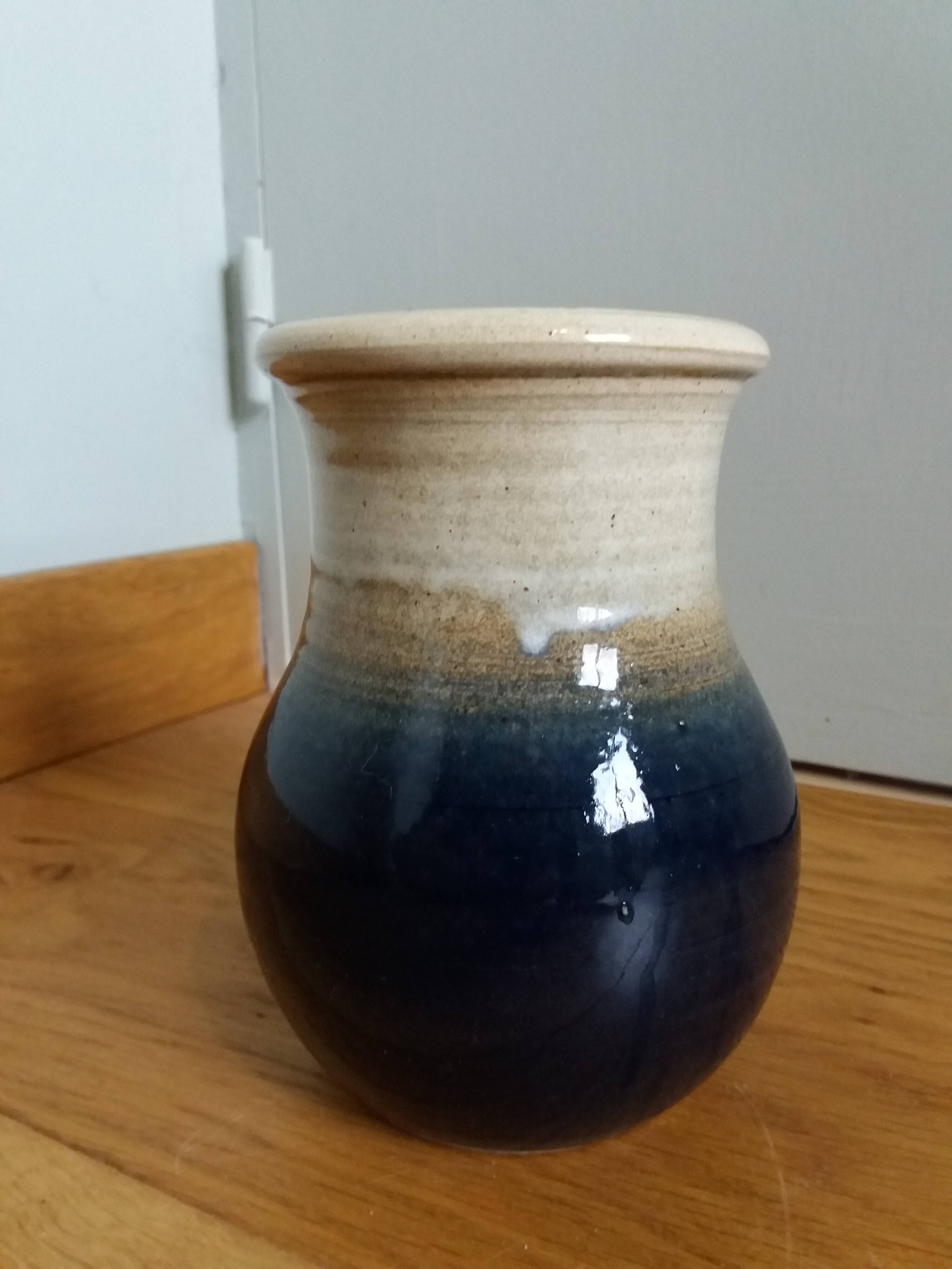 Handcrafted stoneware vase signed Eric Pepin