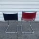 Pair of Bersanelli chairs in black and burgundy leather