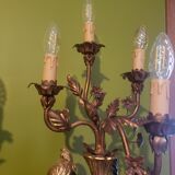 Paire de nubiens porte torchère en bois doré baroque