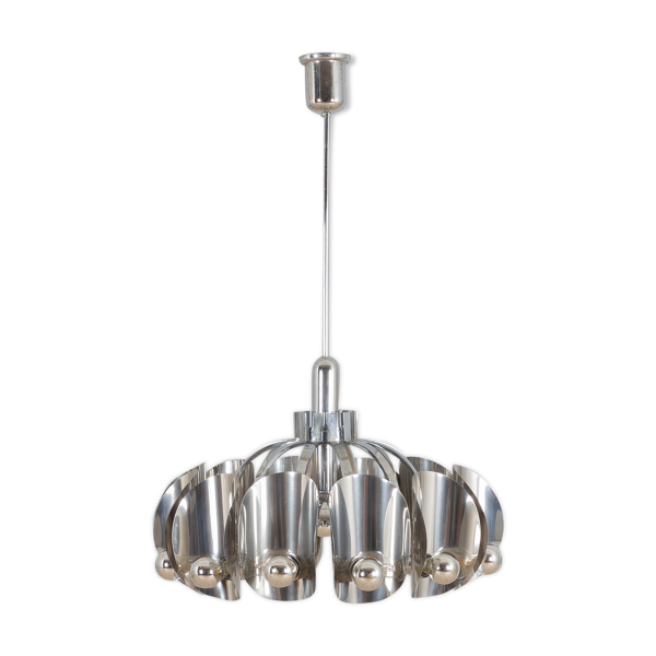 Suspesnion en chrome avec ampoules miroir, années 1970