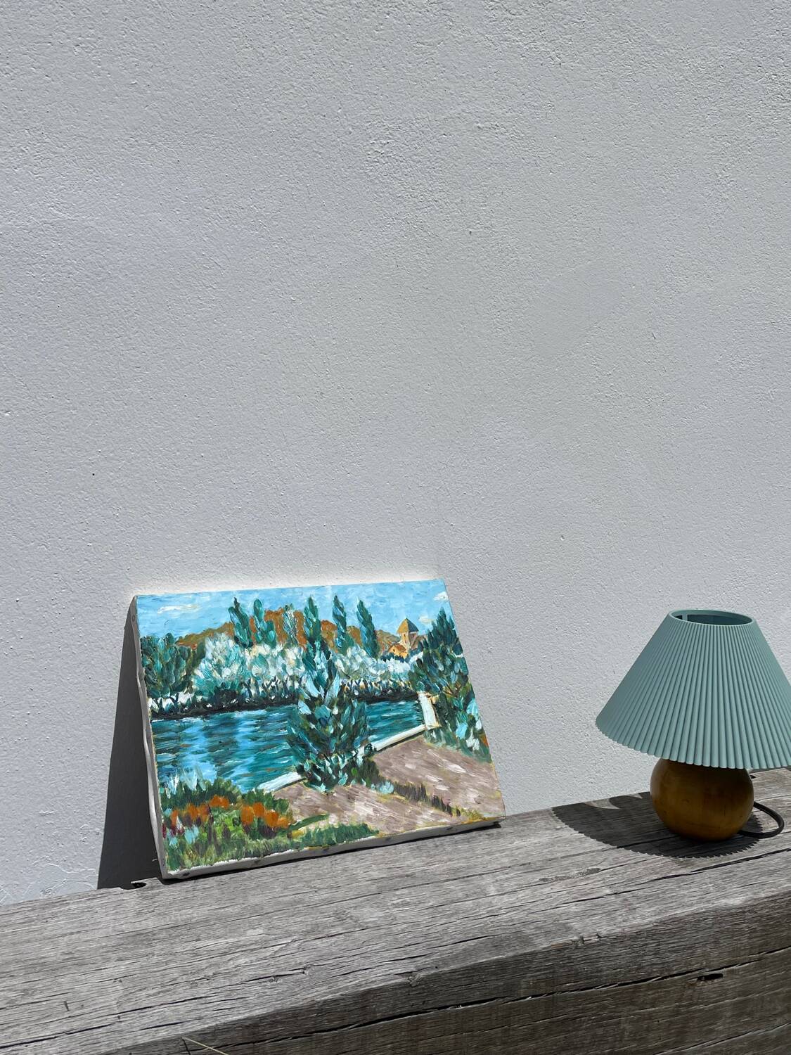 Old landscape painting oil on canvas