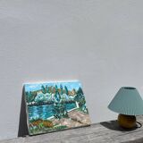 Old landscape painting oil on canvas