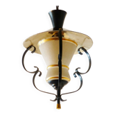 Vintage 1950s frosted glass pendant lamp