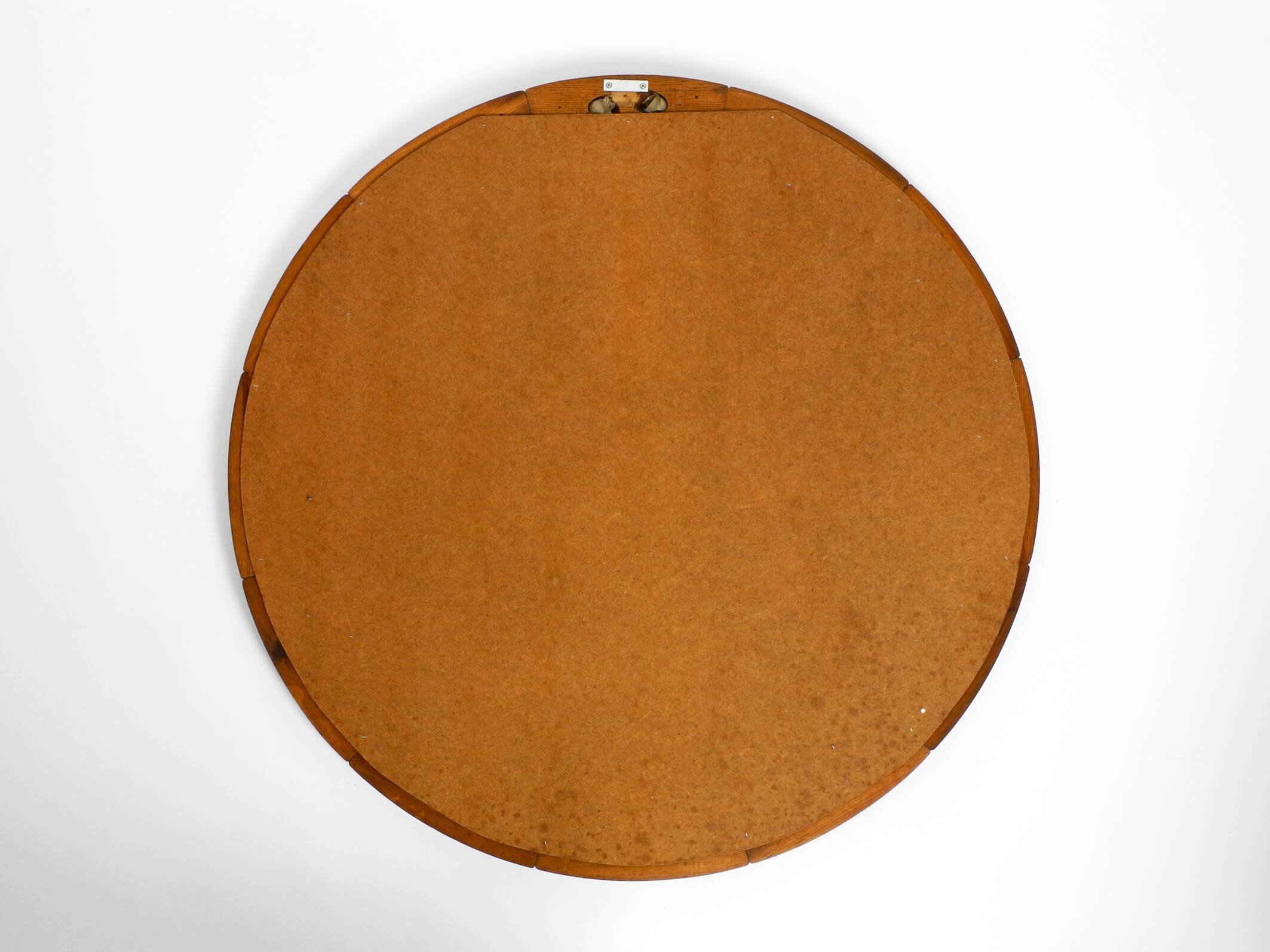 Huge 1970s maritime round pine wood wall mirror from Denmark | ∅ 89cm