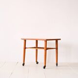 Table basse en teck à roulettes des années 1960