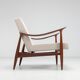 Sculptural Danish lounge chair in teak and fabric Denmark 1960