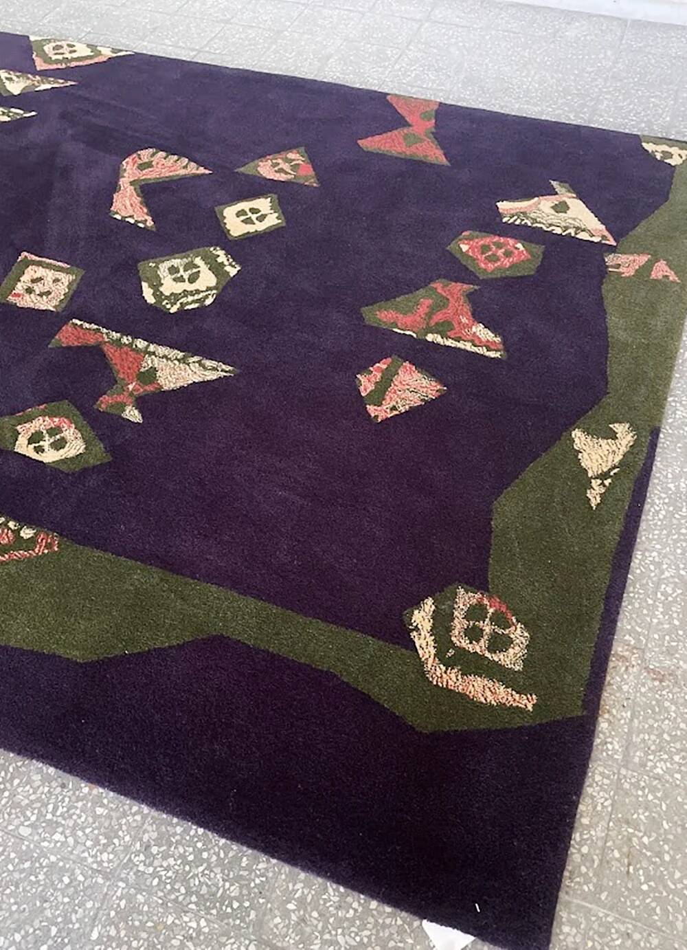 Hand-tufted artistic rug Vezeley by Tisca France 1990s