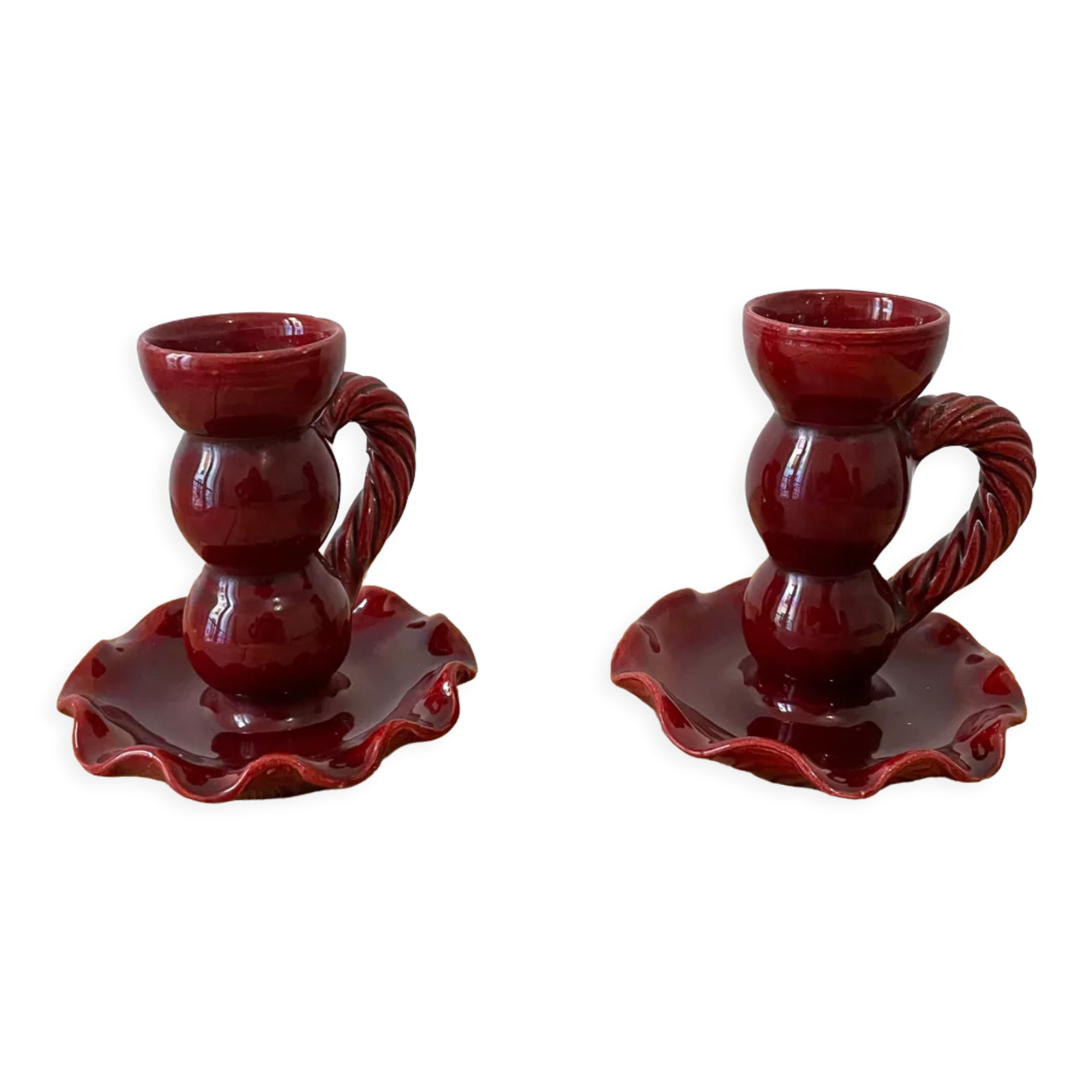 Pair of Vallauris ceramic candle holders