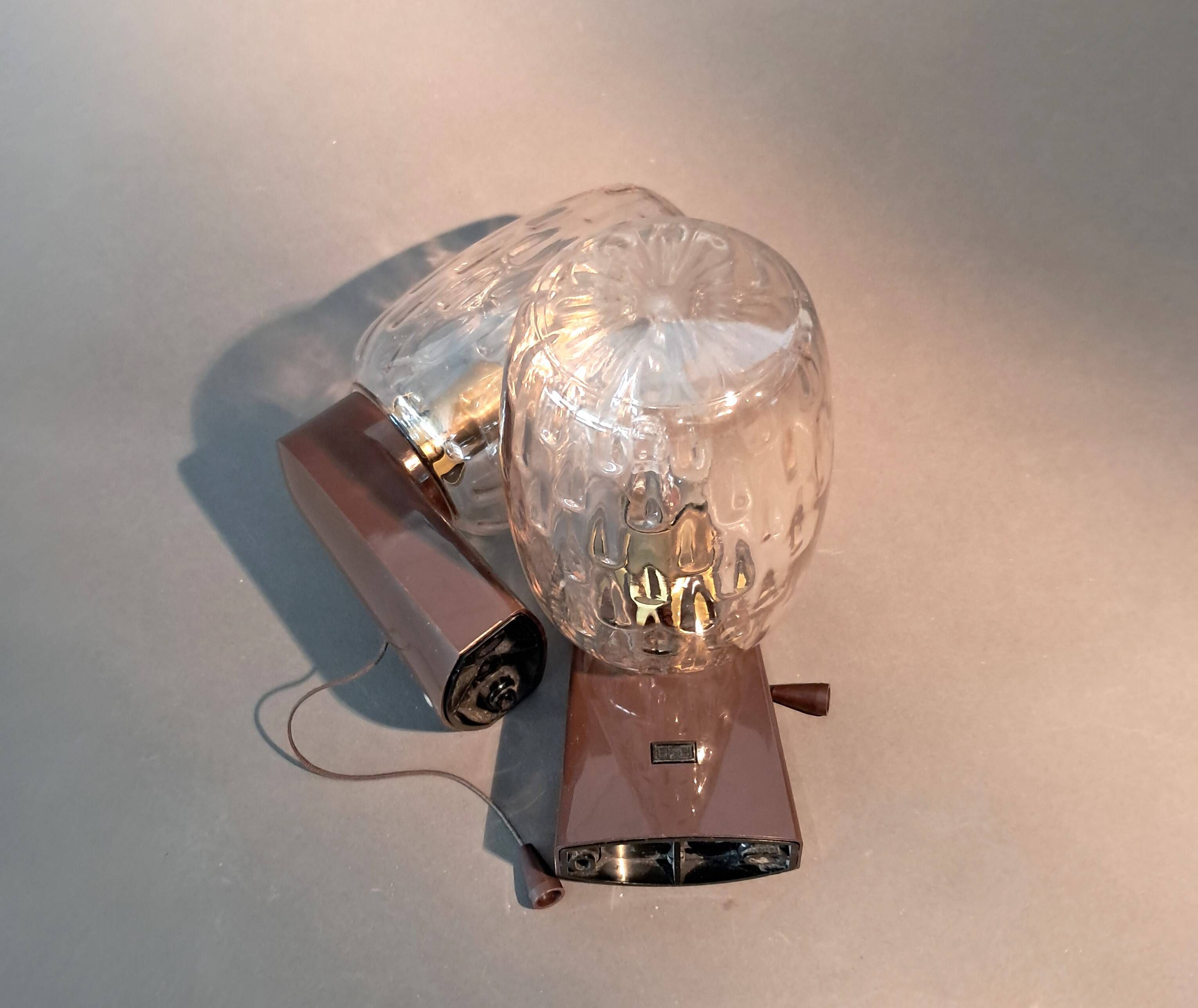 Pair of bedside sconces with RZB leuchten cords 1960 made in Germany