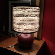 Seventies wood lamp and hippy chic wool lampshade