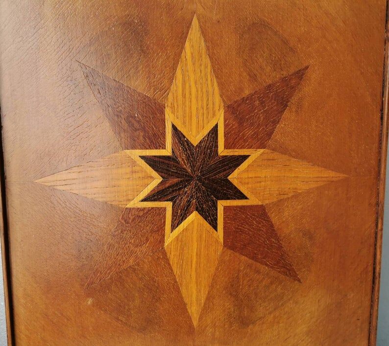 Vintage tray in wooden marquetry 1970