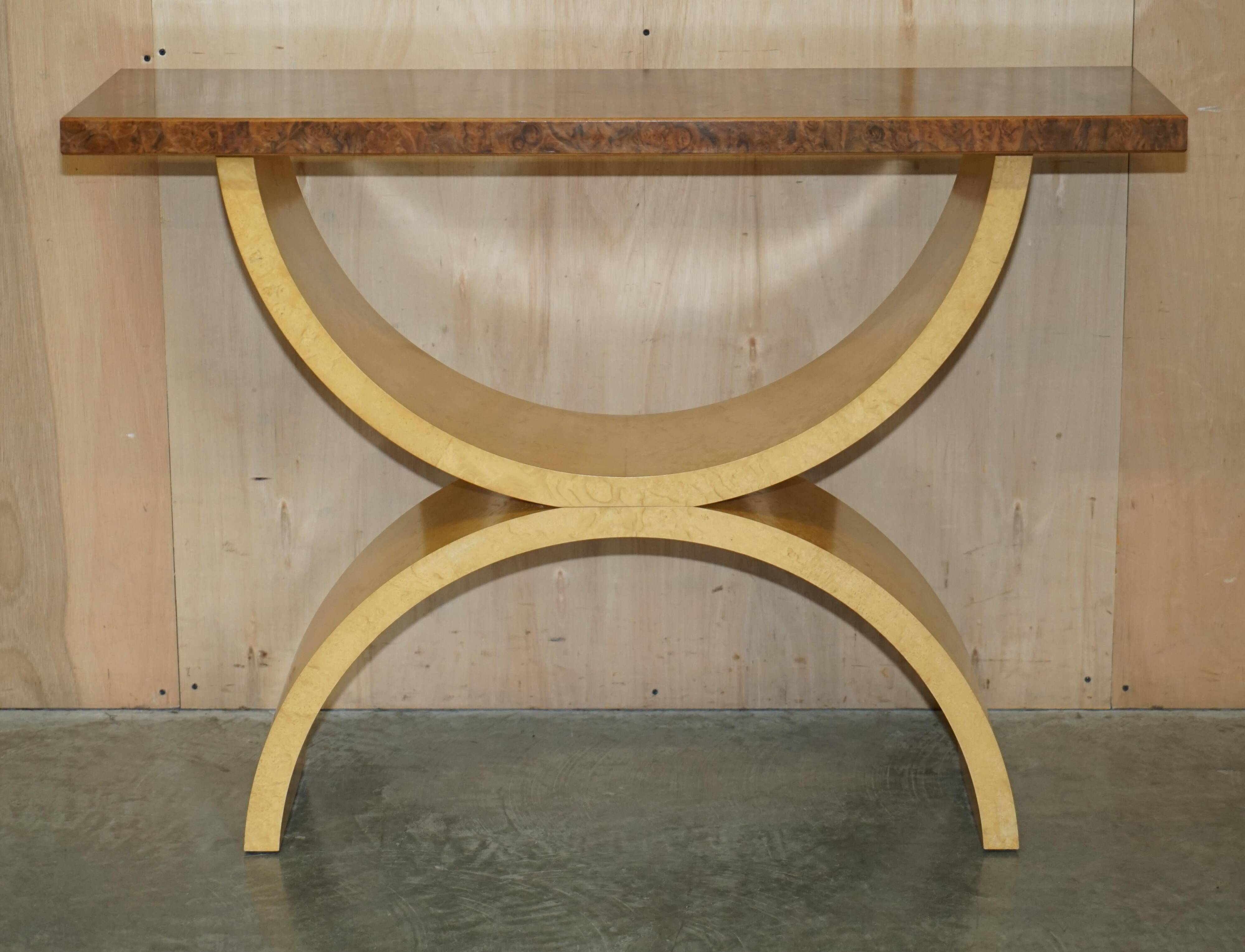 Large console in walnut, satinwood and oak by Andrew Varah.