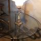 Bronze bedside lamp and its opaque tulip and art nouveau 1900