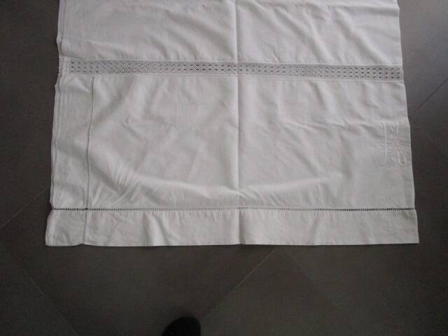 Old embroidered sheet, monogrammed: 310x225cm