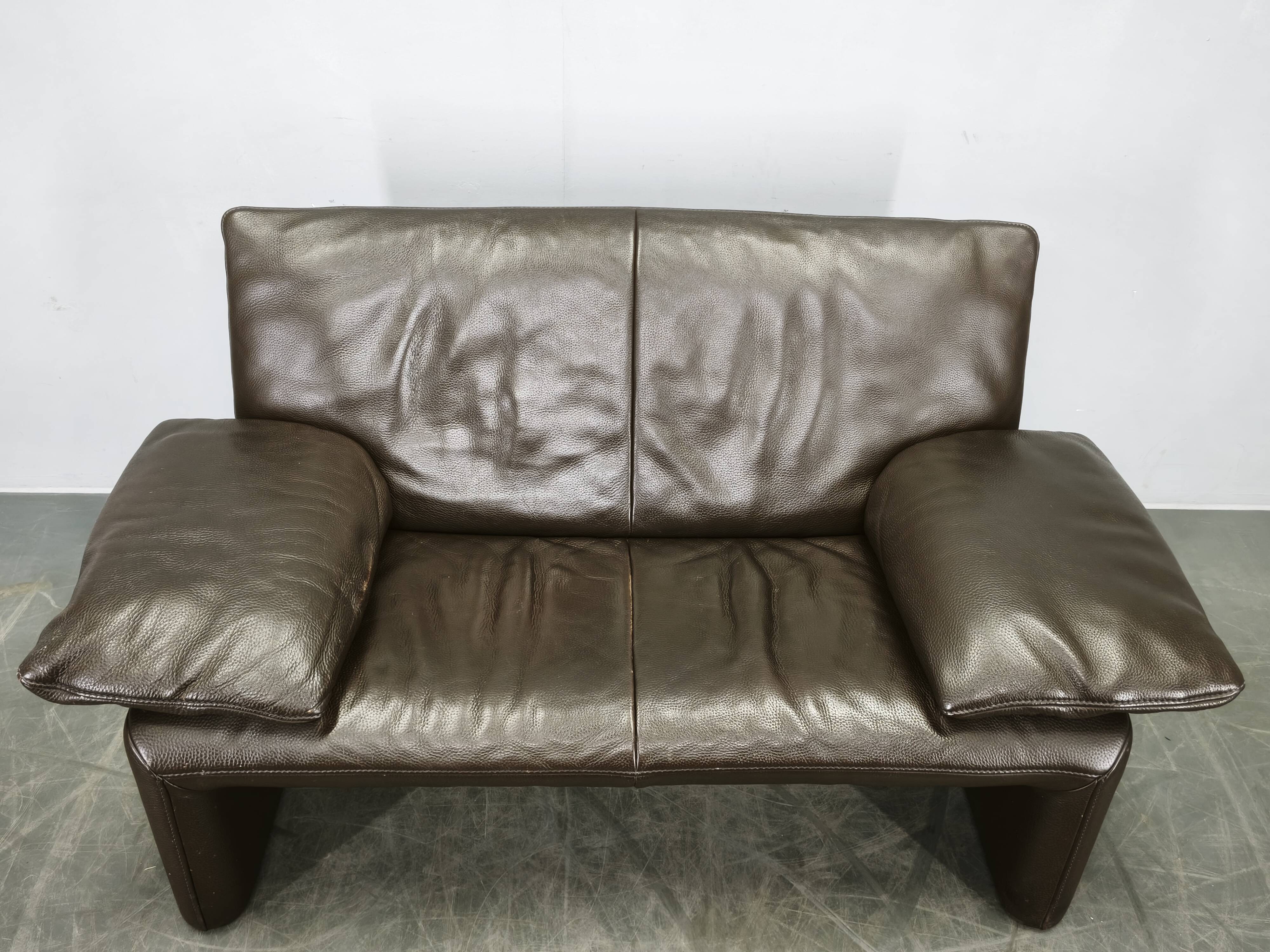 Jori Belgian Full Grain Leather Freestanding Two-Seat Sofa, 1990s