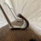 Vintage wall-mounted coat rack in solid wood - 3 cast aluminum hooks