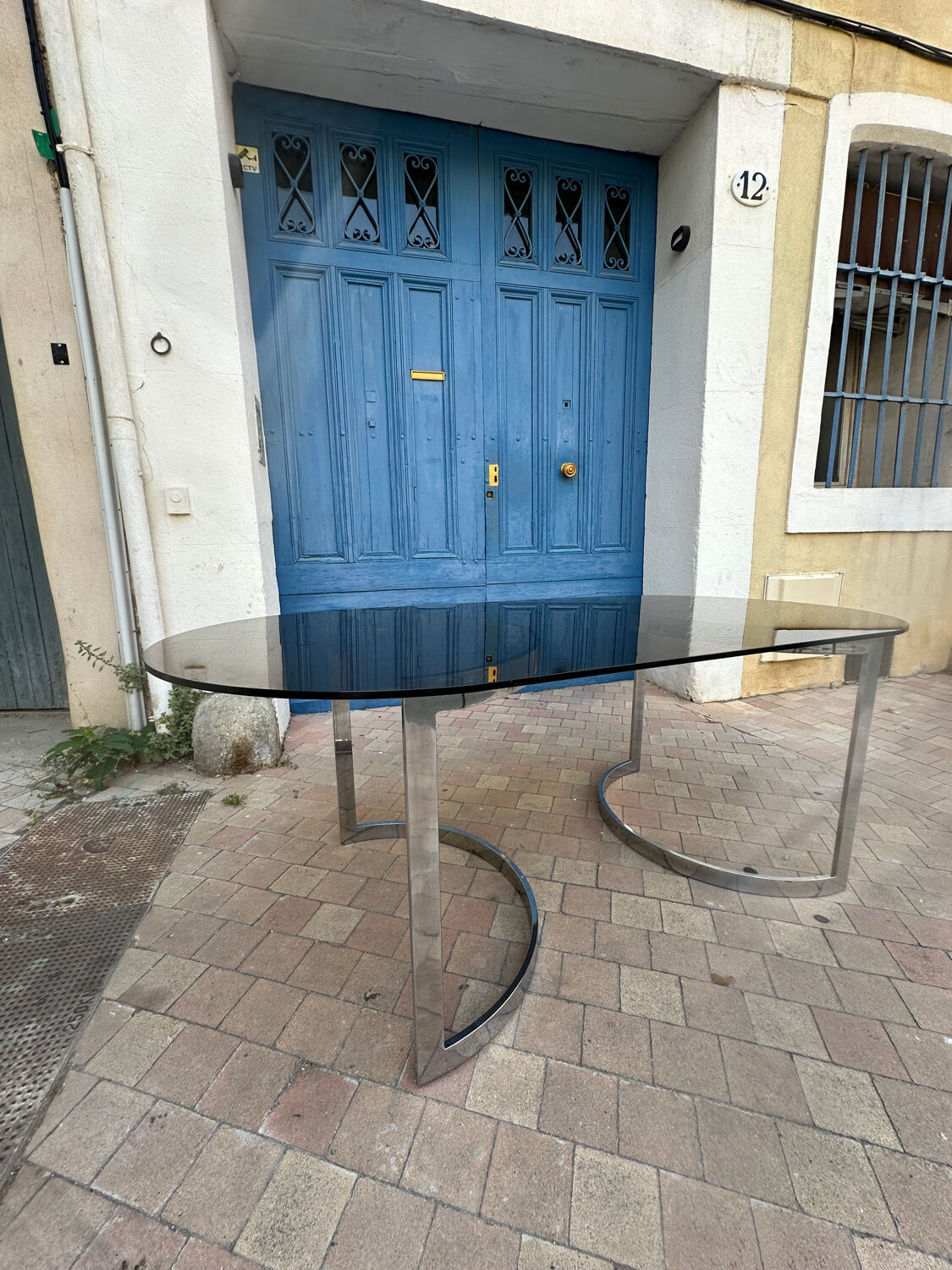 Dining Table in Chrome and Smoked Glass by Milo Baughman, 197