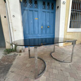 Dining Table in Chrome and Smoked Glass by Milo Baughman, 197