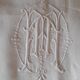 Drap de mariés ancien en fil de lin Blanc Monogramme MN