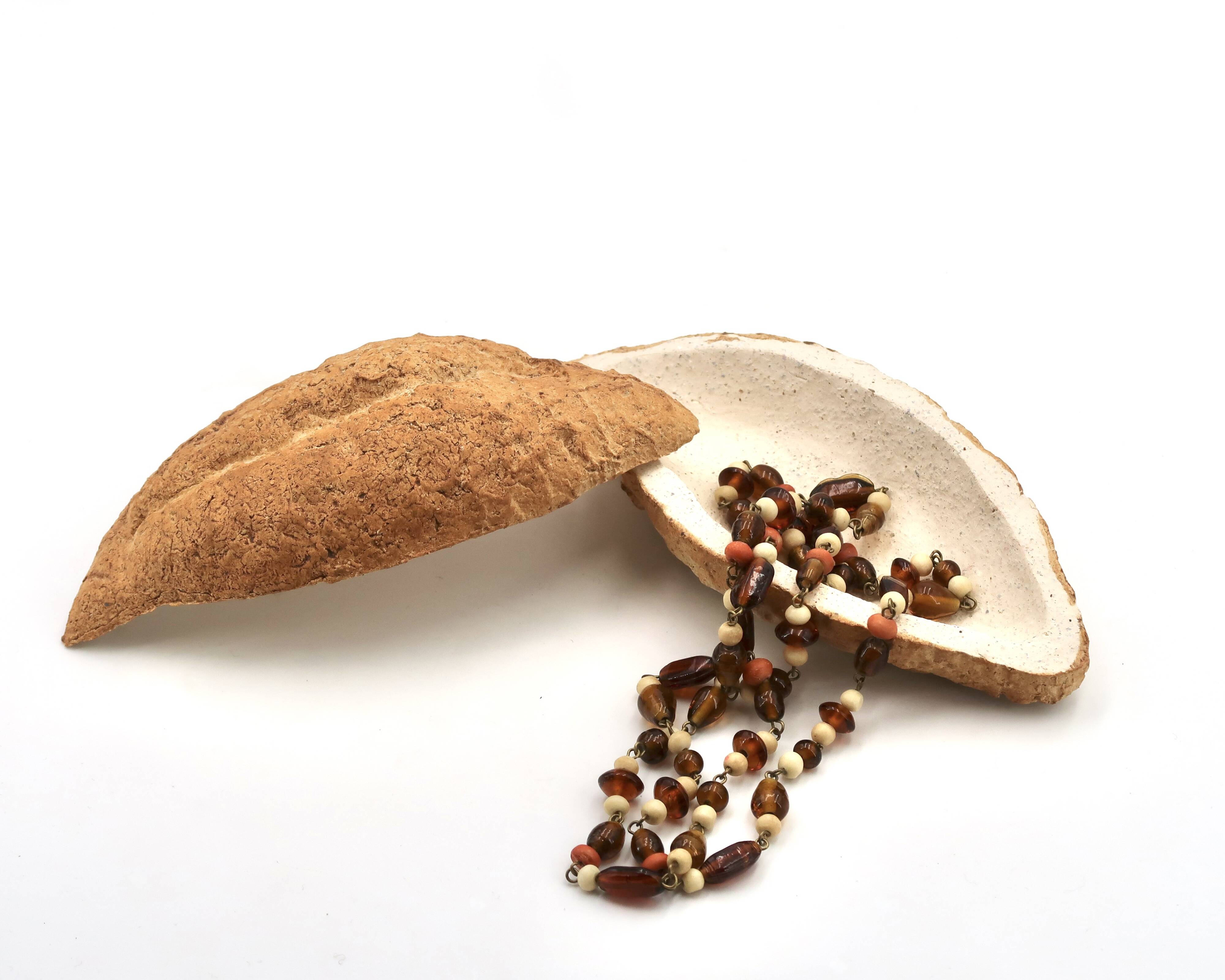 Pierre Baey's trompe l'oeil ceramic trinket tray in the shape of a loaf of bread