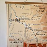 School map of ancient geography 1960 map of France the Garonne le Rhône
