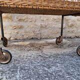 Rattan rolling table