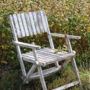 Set of 4 folding garden chairs in slatted wood – 1940 design