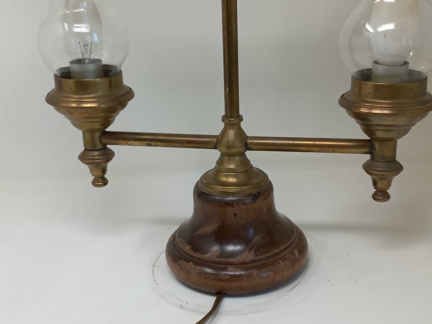 Vintage floor lamp made in Germany from oak and brass wood b