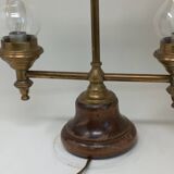 Vintage floor lamp made in Germany from oak and brass wood b