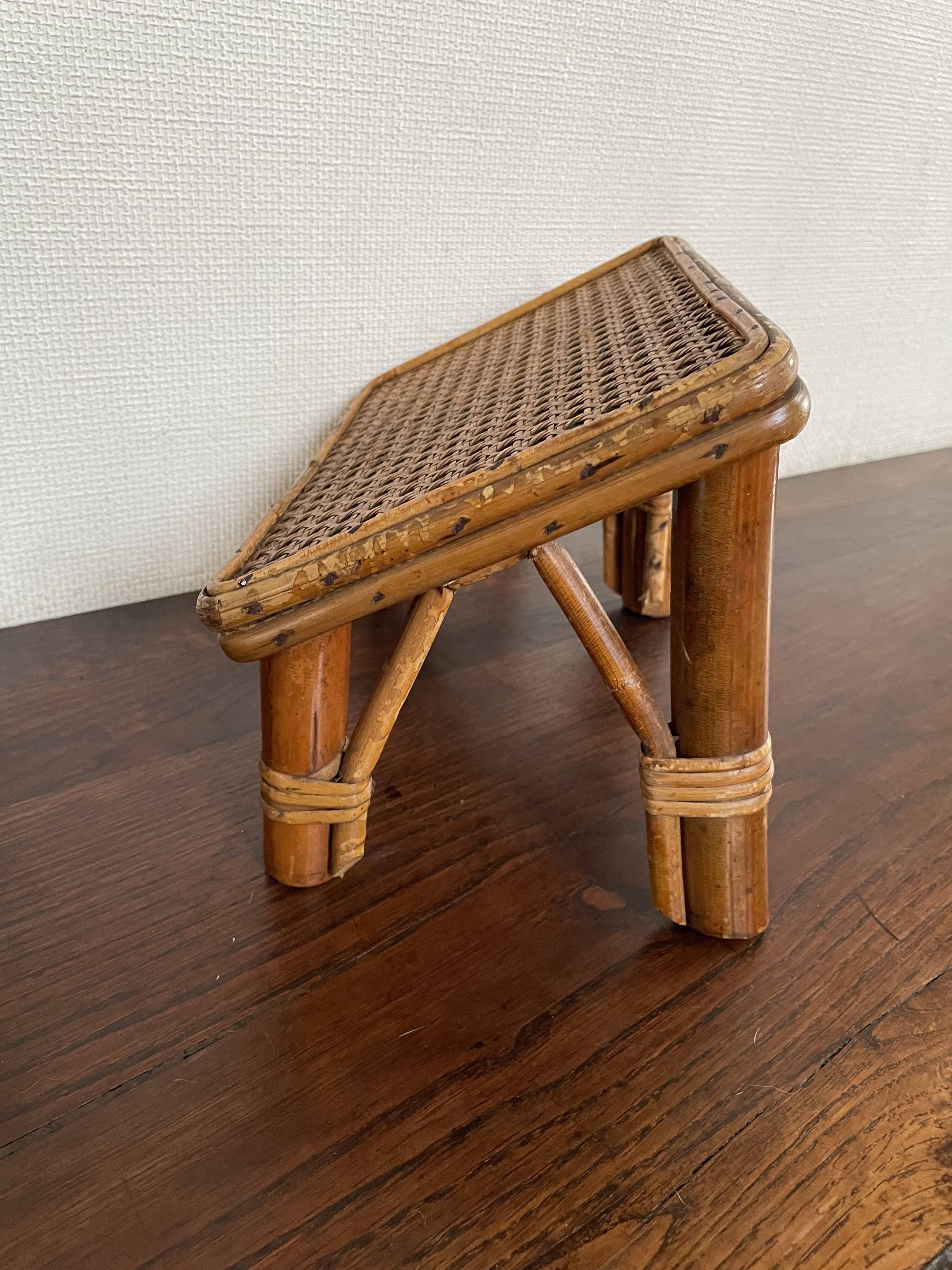 Rattan and cane footrest from the 1950s