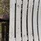 Pair of iron and old wood garden chairs