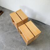 Pair of pine stools or bedside tables, mountain furniture, 1950s