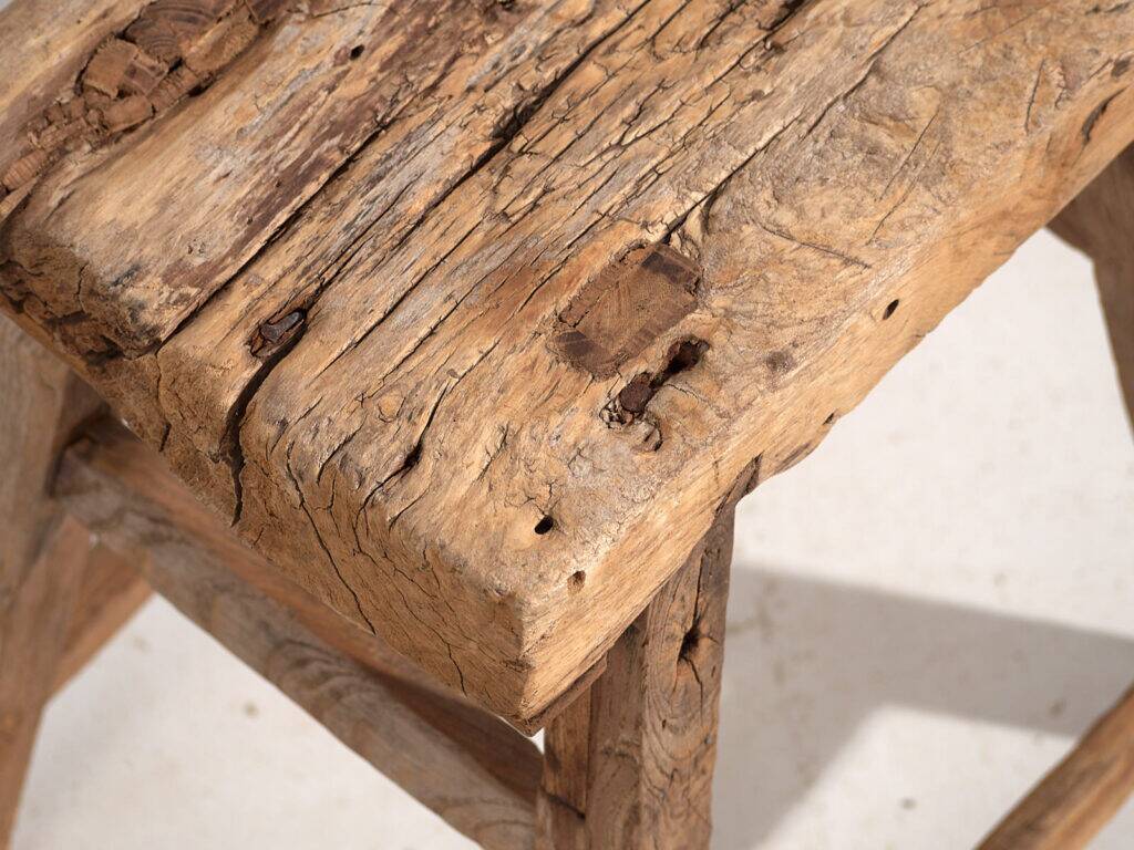 Antique solid wood stools (circa 1900). Set of 2 pieces no. 2.