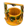 Cache pot pot slip well with birds in enamelled ceramic ochre old