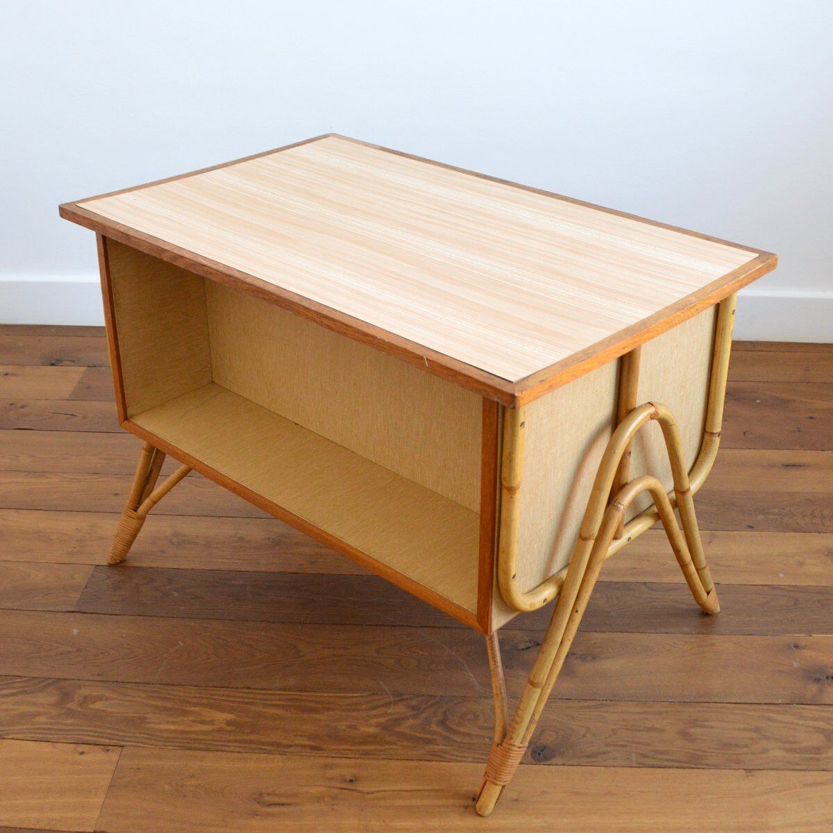 Rattan and formica desk vintage