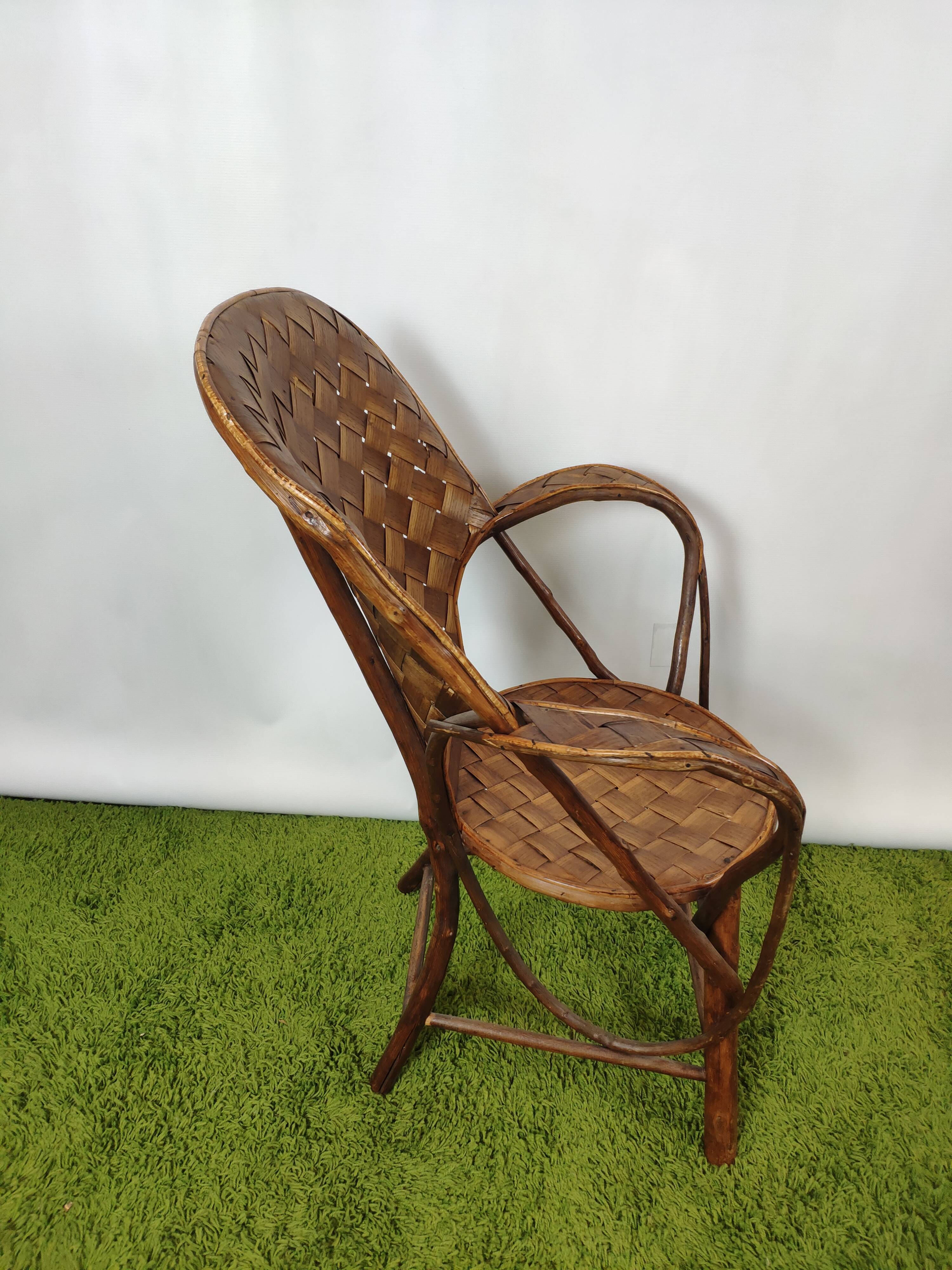 Vintage braided chestnut chair
