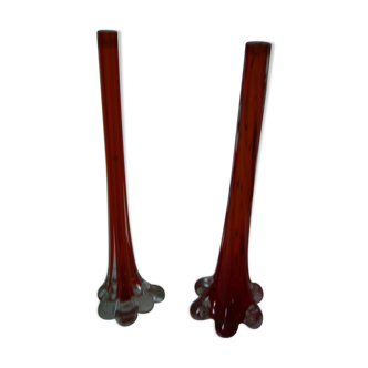 Vases soliflore verre rouge