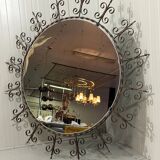 Huge round wrought iron wall mirror 1960’s