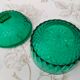 Vintage art deco glass sugar bowl, emerald green color from the 60s