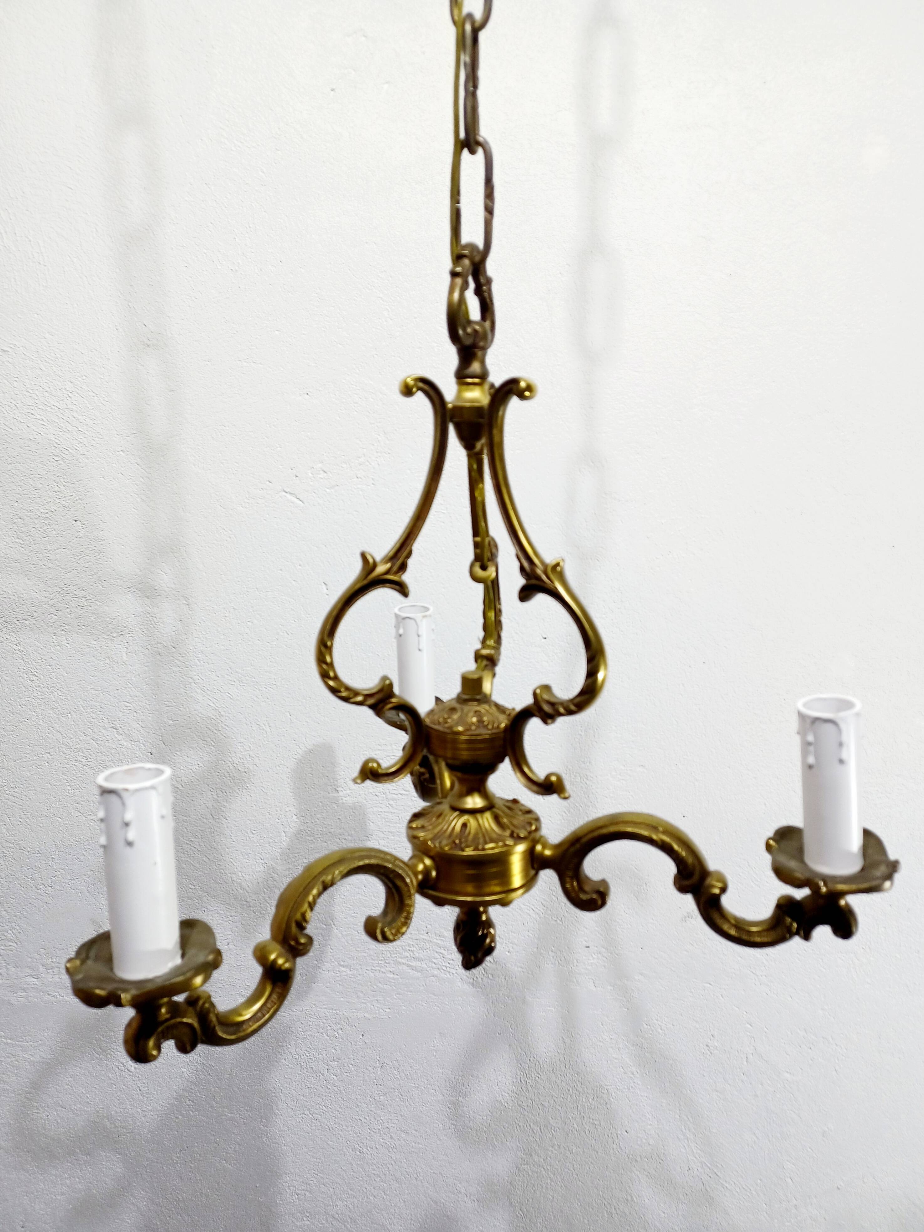 3-light bronze chandelier
