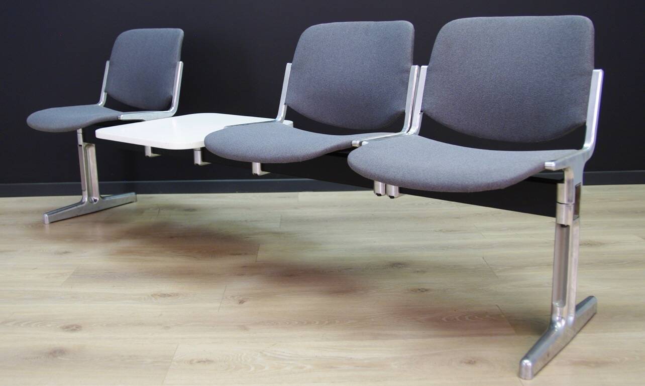 Grey aluminium bench, Danish design, 1960s, production: Denmark