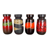 Set of Four Vintage Pottery Fat Lava Vases Made by Scheurich, Germany, 1970s