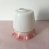 White opaline globe and pink skirted lower part