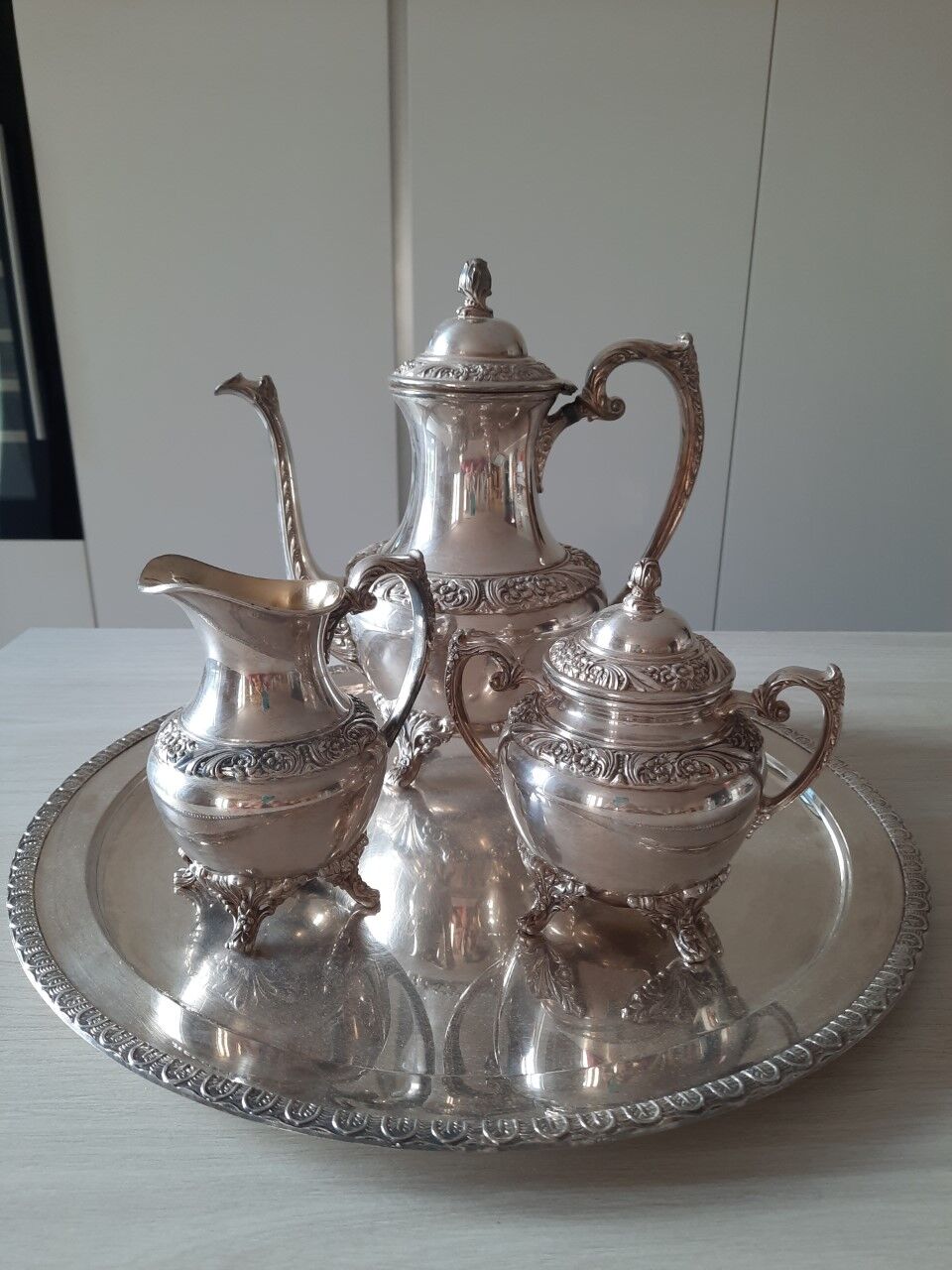 Silver metal coffee service