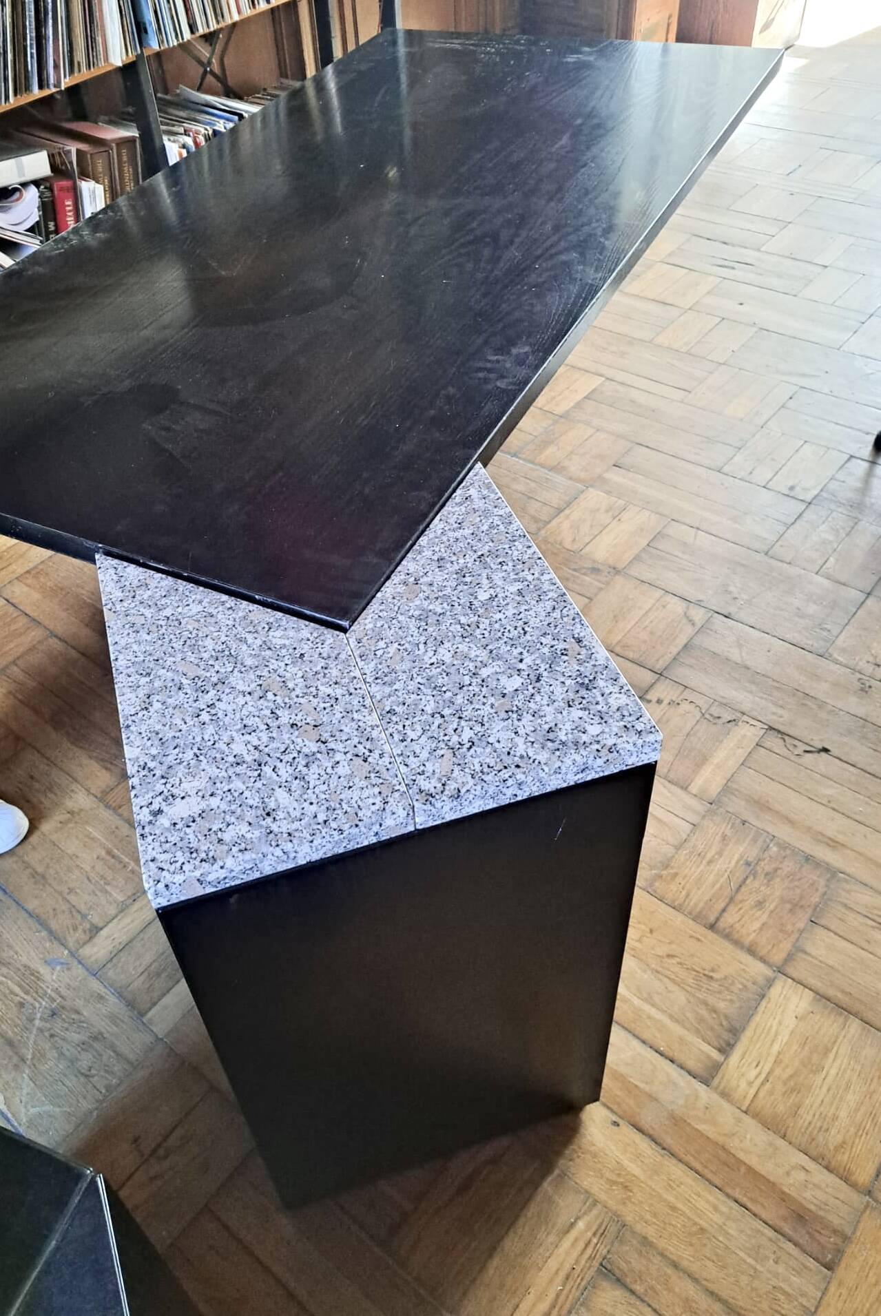 Large lacquered wood and granite desk 1980