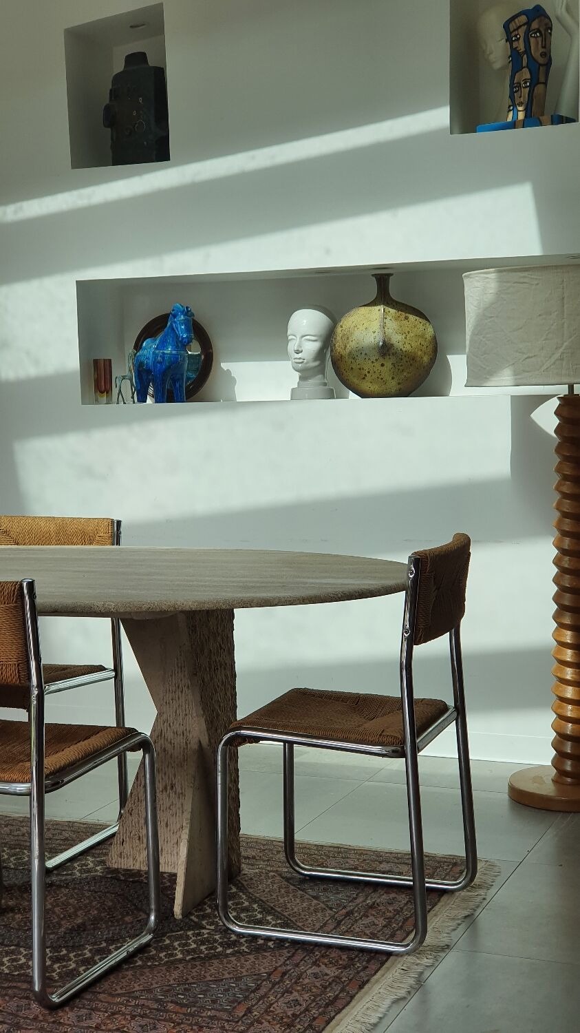 Travertine dining table