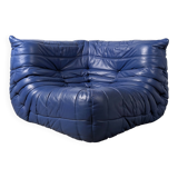 Canapé d'angle Michel Ducaroy Ligne Roset en cuir bleu Togo, France, années 1980