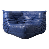 Michel Ducaroy Ligne Roset Blue Leather Togo Corner Sofa France 1980s