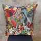 Woven Cushion, Crimson Macaw Parrot Jacquard, Dark Ground Pillow Cover