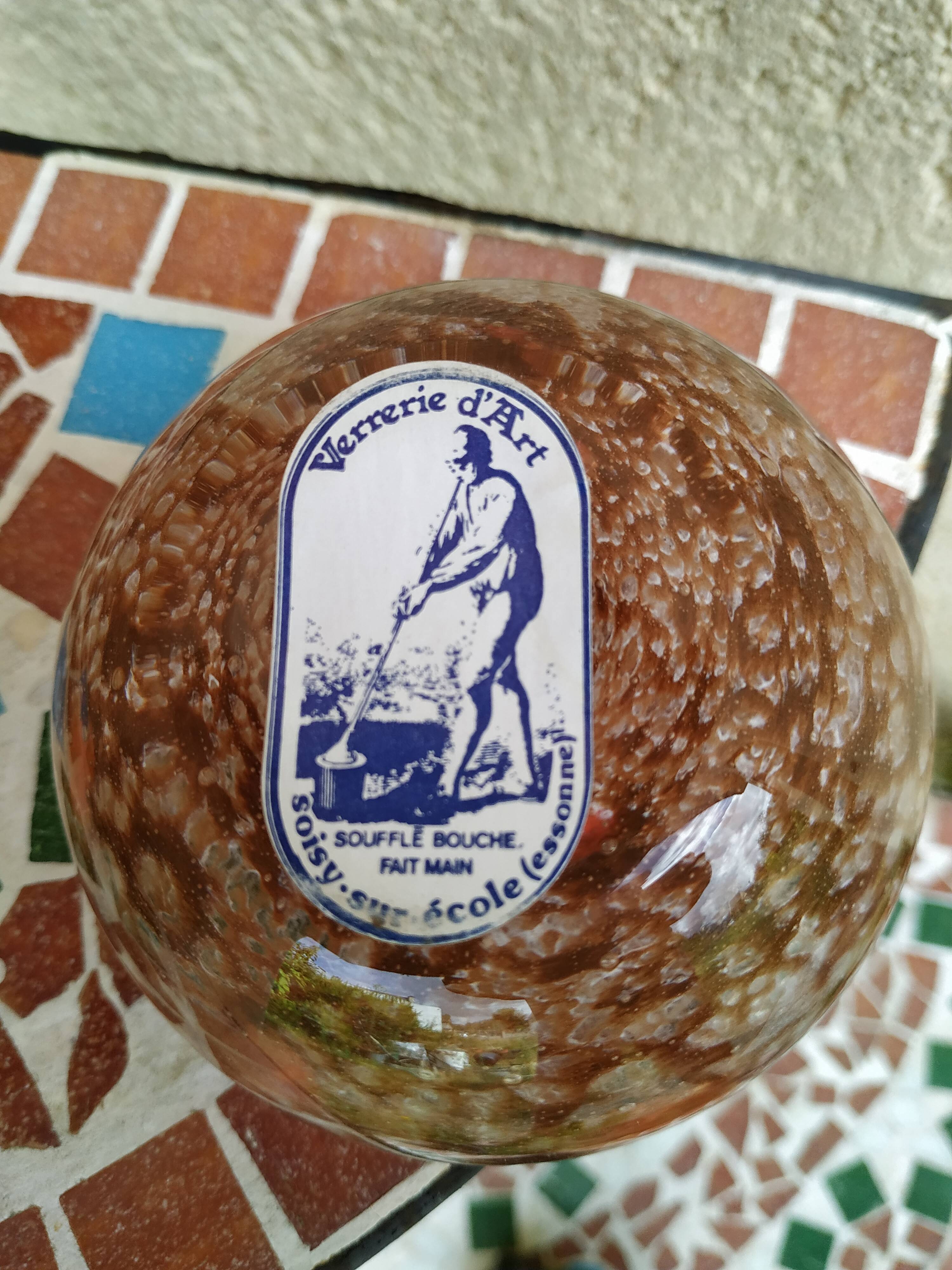 Set of Marmorean glass cups from Soisy Glassworks on school